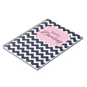hallo Darling Navy Chevron + Roze Lijst Notitieboek (Linkerzijde)