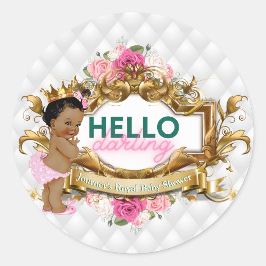 hallo Darling Royal African Princess Pink & Green Ronde Sticker (Voorkant)