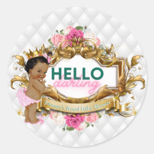 hallo Darling Royal African Princess Pink & Green Ronde Sticker