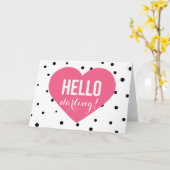 hallo Darling | Wenskaart Polka Dots Kaart (Gele Bloem)