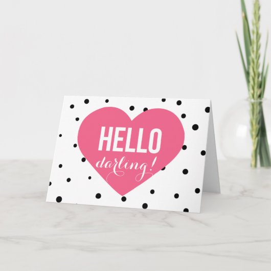 hallo Darling | Wenskaart Polka Dots Kaart (Voorkant)