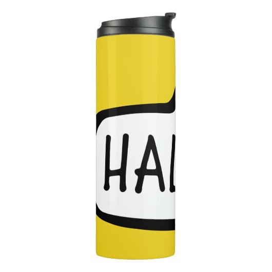 HALLO! De Duitse groet, Hallo Speech Bubble Thermosbeker (Gedraaid links)