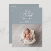 hallo de geboorteaankondiging van het wereldscript aankondigingskaart (Voorkant / Achterkant)