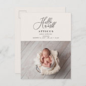 hallo de geboorteaankondiging van het wereldscript aankondigingskaart (Voorkant / Achterkant)