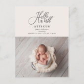 hallo de geboorteaankondiging van het wereldscript aankondigingskaart (Voorkant)