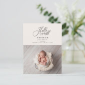 hallo de geboorteaankondiging van het wereldscript aankondigingskaart (Staand voorkant)