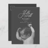 hallo de geboorteaankondiging van het wereldscript aankondigingskaart (Voorkant / Achterkant)