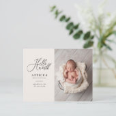 hallo de geboorteaankondiging van het wereldscript aankondigingskaart (Staand voorkant)