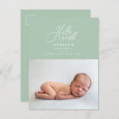 hallo de geboorteaankondiging van het wereldscript aankondigingskaart (Voorkant / Achterkant)