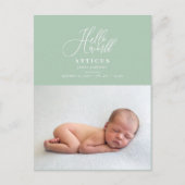 hallo de geboorteaankondiging van het wereldscript aankondigingskaart (Voorkant)