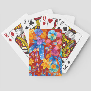 Hallo De lente gelukstijd, bloemenkleurrijk Pokerkaarten