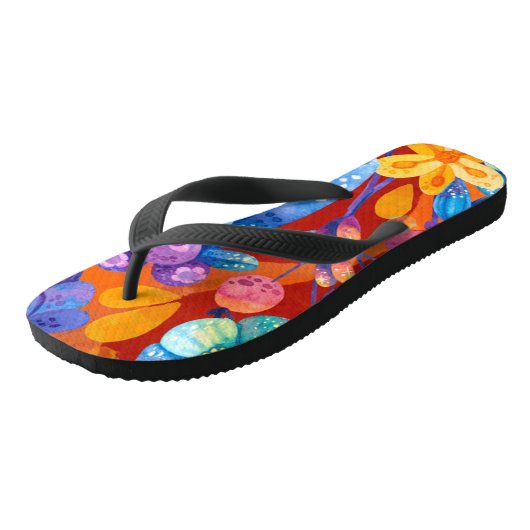Hallo De lente gelukstijd, kleurrijk patroon Teenslippers (Schuin)