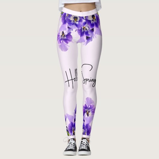 Hallo De lente Paarse Leggings van het Kleurenbloe (Voorkant)