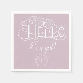 hallo decoratief script dusty blue is een meisje servet