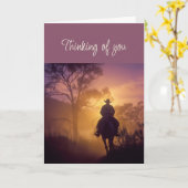 Hallo Denken aan je cowboy rijden paard zonsonderg Kaart (Gele Bloem)