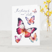 Hallo Denken aan jou met Waterverf vlinders Kaart (Gele Bloem)