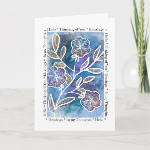 Hallo Denken aan uw bloemen op alcohol inkt Kaart