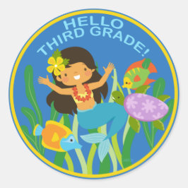 hallo derde graad! Cute Mermaid Ronde Sticker