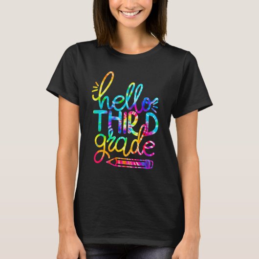 hallo Derde graad Potlood Terug naar schoolleraar T-shirt (Voorkant)