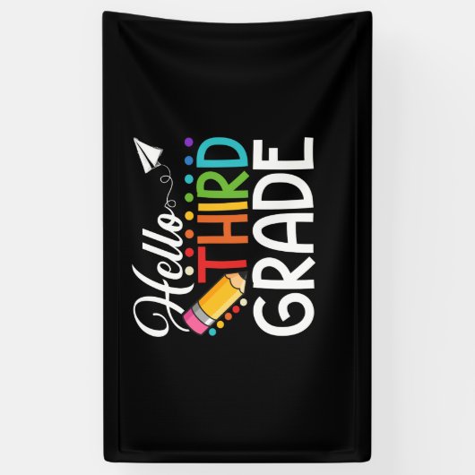 hallo derde graad team 3e graad terug naar school spandoek (Verticaal)
