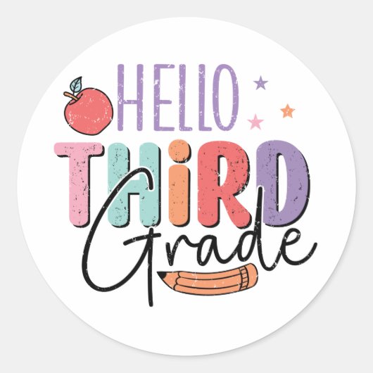 hallo derde graad Terug naar school Ronde Sticker (Voorkant)