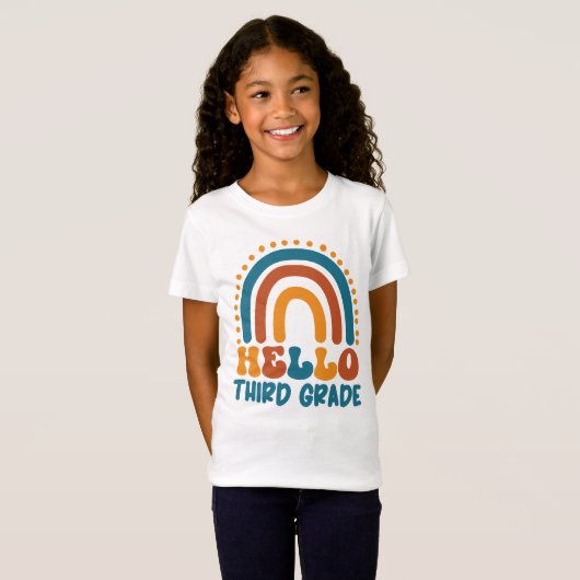 Hallo Derde Grade Retro stijl boho regenboog T-shirt (Voorkant volledig)