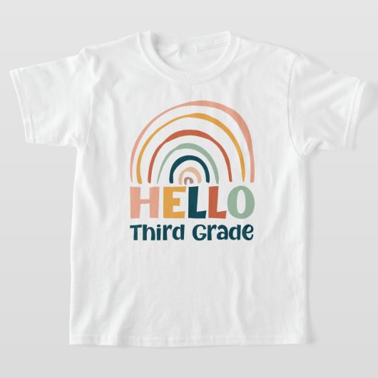 Hallo Derde klas boho regenboog school kleurrijk T-shirt (Laagn)
