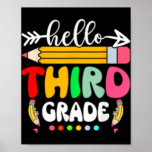 hallo derde klas, derde klas, terug naar schooller poster