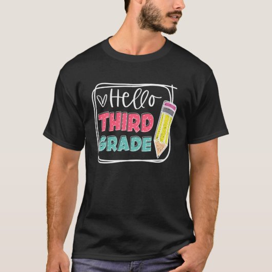 hallo derde klas, derde klas, terug naar schooller t-shirt (Voorkant)