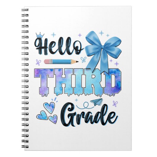 Hallo Derde Klas Eerste Dag Van School Coquette Notitieboek (Voorkant)