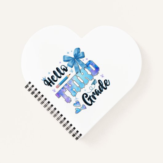 Hallo Derde Klas Eerste Dag Van School Coquette Notitieboek (Voorkant)