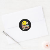 hallo derde klas eerste schooldag 3 ronde sticker (Envelop)