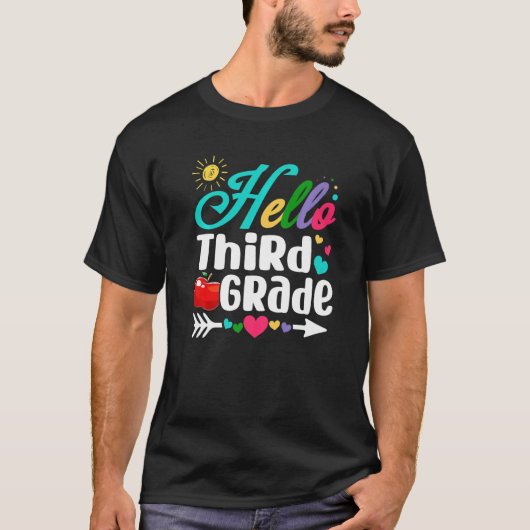 Hallo derde klas eerste schooldag t-shirt (Voorkant)