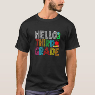 hallo derde klas eerste schooldag terug naar schoo t-shirt