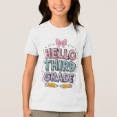 Hallo Derde klas! Grappig voor terug naar school Tri-Blend Shirt (Voorkant)