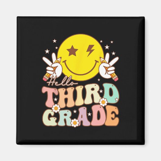 Hallo Derde klas Hippie Smile Gezicht 3e klas Teru Magneet (Voorkant)