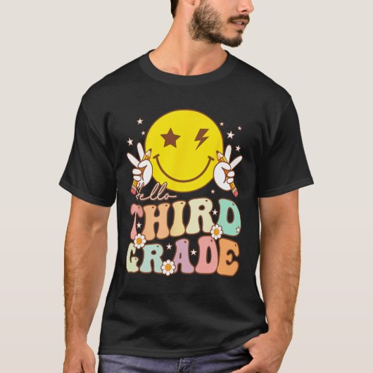 Hallo Derde klas Hippie Smile Gezicht 3e klas Teru T-shirt (Voorkant)