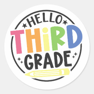 Hallo Derde Klas – Kleurrijke Terug naar School Ronde Sticker