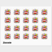 Hallo Derde Klas Retro Appel Vierkante Sticker (Vel)