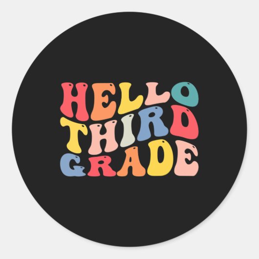 hallo derde klas ronde sticker (Voorkant)