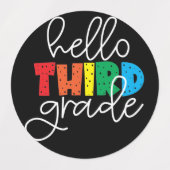 Hallo Derde klas - Schattigee kleurrijke terug naa Labels (Design 1)