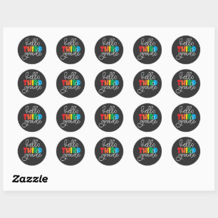 Hallo Derde klas - Schattigee kleurrijke terug naa Ronde Sticker