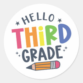 Hallo derde klas terug naar school ronde sticker