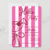 Hallo Dertig Cocktail 30ste Verjaardag Roze Rood Kaart (Voorkant)