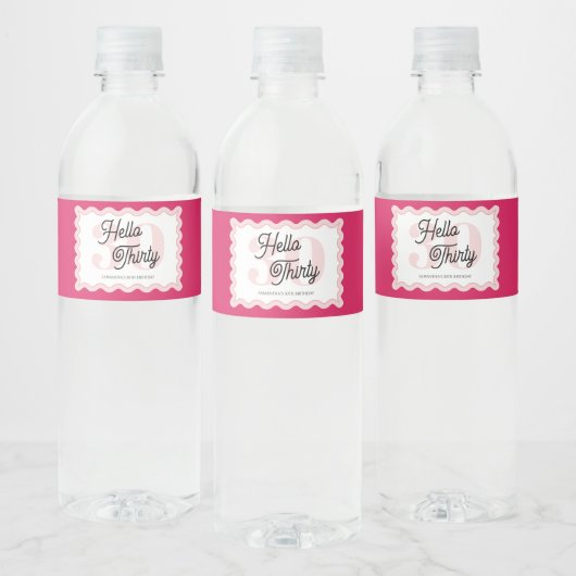 Hallo Dertig Curvy Groovy 30ste verjaardag Waterfles Etiket (Flessen)