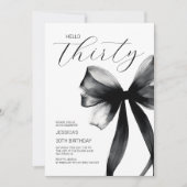 Hallo Dertig Elegant Script Chic Bow 30e verjaarda Kaart (Voorkant)