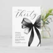Hallo Dertig Elegant Script Chic Bow 30e verjaarda Kaart (Staand voorkant)