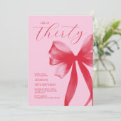 Hallo Dertig Elegante Roze Boog 30ste Verjaardagsf Kaart (Staand voorkant)