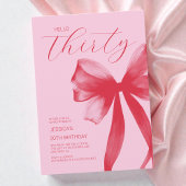 Hallo Dertig Elegante Roze Boog 30ste Verjaardagsf Kaart