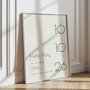 Hallo Dertig Minimal Modern 30e Verjaardag Poster